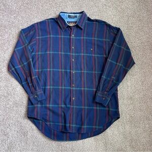 Vintage CHAPS Ralph Lauren Plaid Button Down Shirt Mens Lg Cotton Classic Fit